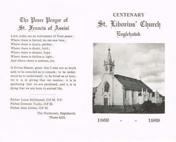 Document - CENTENARY OF ST. LIBORIUS CHURCH EAGLEHAWK  1869 TO 1969
