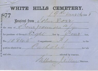Document - DORR FAMILY DOCUMENTS: PURCHASE OF GROUND RECEIPT