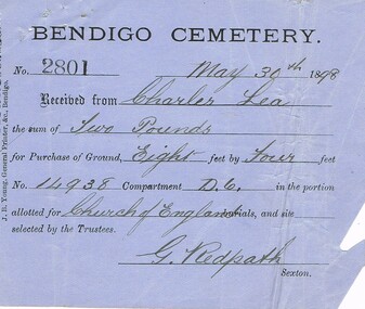 Document - LEA FAMILY COLLECTION: DOCUMENT - PURCHASE OF GROUND RECEIPT