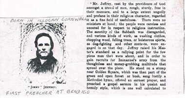 Document - CORNISH COLLECTION : JIMMY JEFFREY, FIRST 'PREACHER' AT BENDIGO