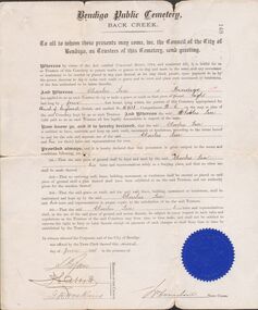 Document - LEA FAMILY COLLECTION: DOCUMENT - PERMIT TO DIG AND MAKE A GRAVE