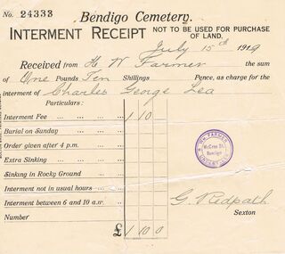 Document - LEA FAMILY COLLECTION: DOCUMENT, July 1919
