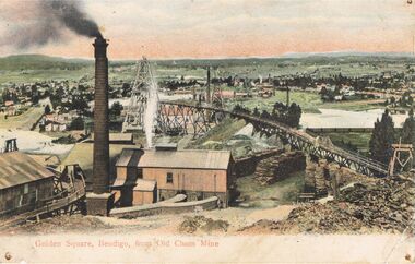 Postcard - GOLDEN SQUARE, BENDIGO FROM ' OLD CHUM' MINE