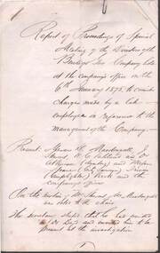 Document - BENDIGO GAS COMPANY COLLECTION: REPORT OF SPECIAL MEETING