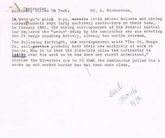 Document - ARTICLES FOR RHSV BENDIGO BRANCH NEWSLETTER MARCH 1972