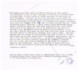 Document - BENDIGO - NATAL, 07/1972