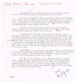 Document - EAGLEHAWK MEMORIES BY D M CARROLL, 07/1972