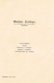 Document - LYDIA CHANCELLOR COLLECTION; GIRTON COLLEGE PROGRAMME
