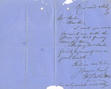Document - THOMAS JAMES CONNELLY COLLECTION: LETTER 1 FEBRUARY 1871, 02/1871
