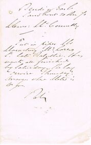 Document - THOMAS JAMES CONNELLY COLLECTION: MEMO 20 DEC 1870