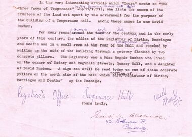 Document - DRAFT ARTICLES FOR USE IN RHSV (BENDIGO) NEWSLETTER, MARCH 1972