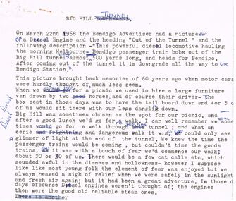 Document - VARIOUS DRAFT ARTICLES FOR RHSV (BENDIGO) NEWSLETTER FEB 1972