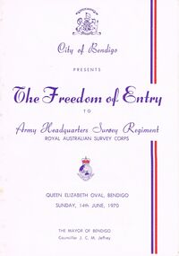 Document - LYDIA CHANCELLOR COLLECTION; THE FREEDOM OF ENTRY PROGRAMME