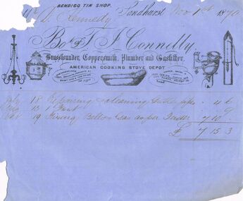 Document - THOMAS JAMES CONNELLY COLLECTION: INVOICE 1 NOV 1870, 01/11/1870