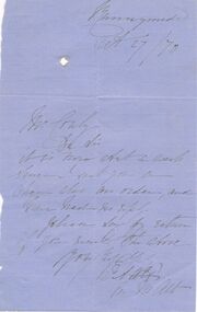 Document - THOMAS JAMES CONNELLY COLLECTION: LETTER DATED 27 OCT 1870, 27/10/1870