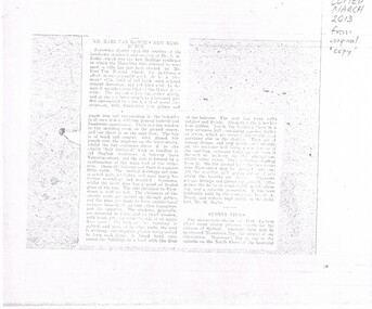 Document - COPY OF ARTICLE: NEW RESIDENCE OF MR KARL VAN DAMME