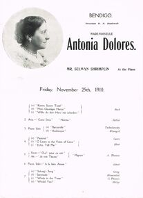 Document - LYDIA CHANCELLOR COLLECTION; MADEMOISELLE ANTONIA DOLORES PROGRAMME