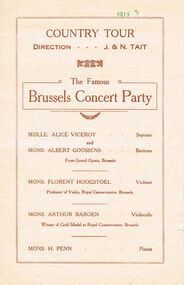 Document - LYDIA CHANCELLOR COLLECTION; THE FAMOUS BRUSSELS CONCERT PARTY PROGRAMME