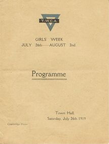 Document - LYDIA CHANCELLOR COLLECTION; Y.W.C.A. GIRLS' WEEK PROGRAMME