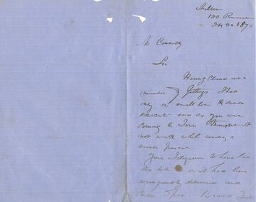 Document - THOMAS JAMES CONNELLY COLLECTION: LETTER DATED 24 JUN 1870, 24/06/1870