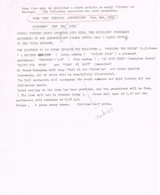 Document - EXTRACT: ADVERTISER MARCH 1977 RE ARTICLE FROM SAME NEWSPAPER 2ND FEB 1912  UPPER RESERVE CONCERT, 02/02/1912