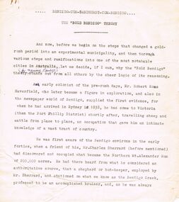 Document - TYPED PAPER: THE BOLD BENDIGO THEORY