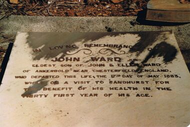 Photograph - JOHN WARD GRAVE STONE