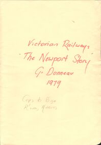 Document - VICTORIAN RAILWAYS - THE NEWPORT STORY