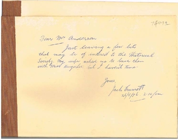 Document - JACK EMMETT COLLECTION: MINUTES OF JUVENILE COURT KING OF THE FOREST