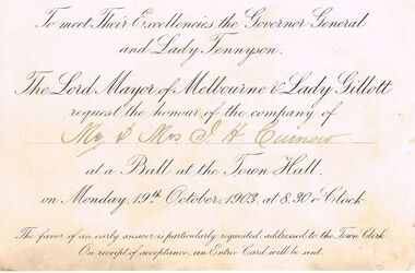 Document - LYDIA CHANCELLOR COLLECTION; OFFICIAL INVITATION