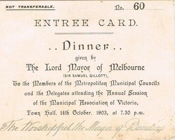 Document - LYDIA CHANCELLOR COLLECTION; ENTRÉE CARD