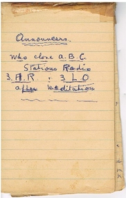Document - NOTE BOOK CONTAINING NAMES OF RADIO ANNOUNCERS
