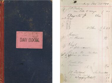 Book - PEARCE COLLECTION: ELDRIDGE & BURNET: DAY BOOK OF ACCOUNTS, 11/1899 to 09/1990