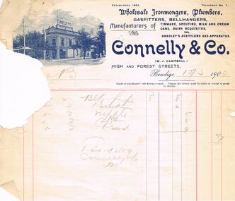 Document - PEARCE COLLECTION: ELDRIDGE & BURNET - ACCOUNTS OF CONNELLY & CO