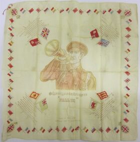 Textile - CREAM SILK NECKERCHIEF (SCARF ) WW1 SOUVENIR