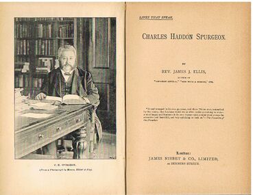 Book - ALEC H CHISHOLM COLLECTION: BOOK ''CHARLES HADDON SPURGEON'' BY THE REV. JAMES J ELLIS