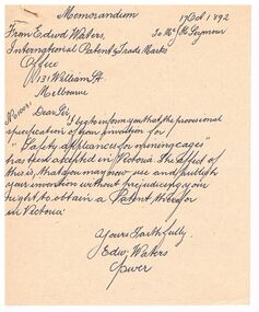 Document - MEMORANDUM - SAFETY CAGE, 17/10/1892