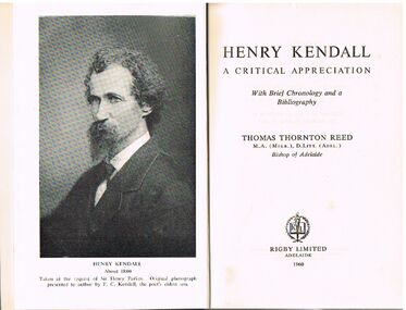 Book - ALEC H CHISHOLM COLLECTION: BOOK ''HENRY KENDALL'' BY THOMAS THORNTON REED