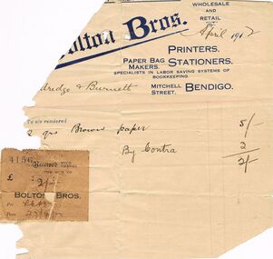 Document - PEARCE COLLECTION: ELDRIDGE & BURNET ACCOUNT- BOLTON BROS