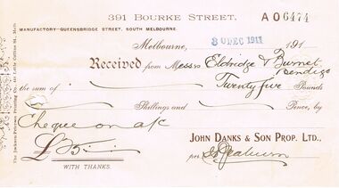 Document - PEARCE COLLECTION: ELDRIDGE & BURNET - RECEIPTS AND ACCOUNT