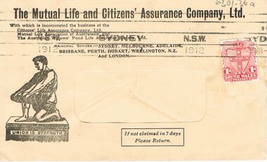 Document - PEARCE COLLECTION: PRINTED NOTE FROM THE MUTUAL LIFE & CITIZENS' ASSURANCE CO LTD