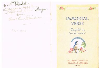 Book - ALEC H CHISHOLM COLLECTION: BOOK ''IMMORTAL VERSE''  COMPILED BY ALLAN JUNIOR