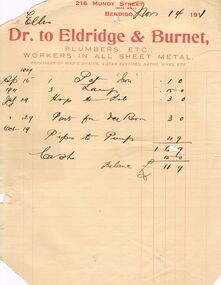 Document - PEARCE COLLECTION: DOCKETS OF ELDRRIDGE & BURNET, 1911