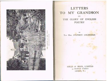 Book - ALEC H CHISHOLM COLLECTION: BOOK ''LETTERS TO MY GRANDSON'' BY STEPHEN COLERIDGE