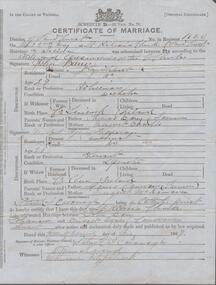 Document - CONSTABLE JOHN BARRY COLLECTION: CERTIFICATE OF MARRIAGE:  JOHN BARRY AND BRIDGET AGNES KENEVAN