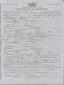 Document - CONSTABLE JOHN BARRY COLLECTION: CERTIFICATE OF MARRIAGE:  JOHN BARRY AND BRIDGET AGNES KENEVAN
