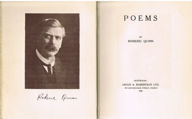 Book - ALEC H CHISHOLM COLLECTION: BOOK ''POEMS'' BY RODERIC QUINN