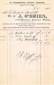 Document - PEARCE COLLECTION: ACCOUNTS J O'BRIEN