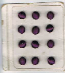 Textile - CARD OF 12 SMALL PURPLE BALL SHAPED SILK BUTTONS