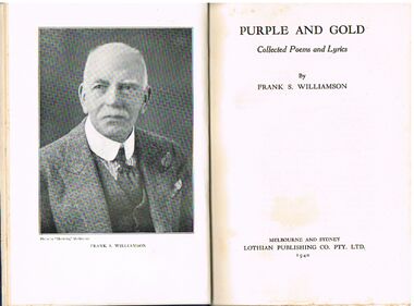 Book - ALEC H CHISHOLM COLLECTION: BOOK ''PURPLE AND GOLD'' BY FRANK S WILLIAMSON